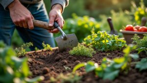 Désherber facilement un potager à la maison grâce à une griffe